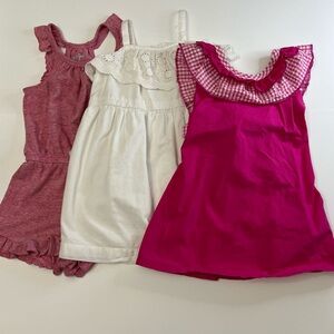 Toddler 2T Bundle Of 3 Pink Gingham Dress White Dress Pink Romper Spring Summer